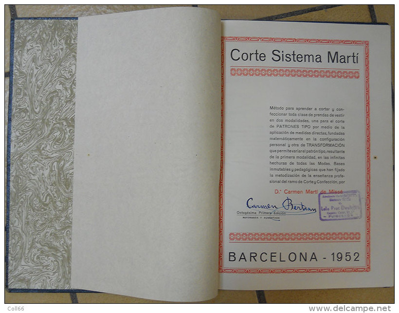 1951-1952 Lot 3 Livres  Corte Sistema Marti :Modisteria-Sastreria-Lenceria Con Mucho Patrons Y Ilustracions Vintage - Ciencias, Manuales, Oficios