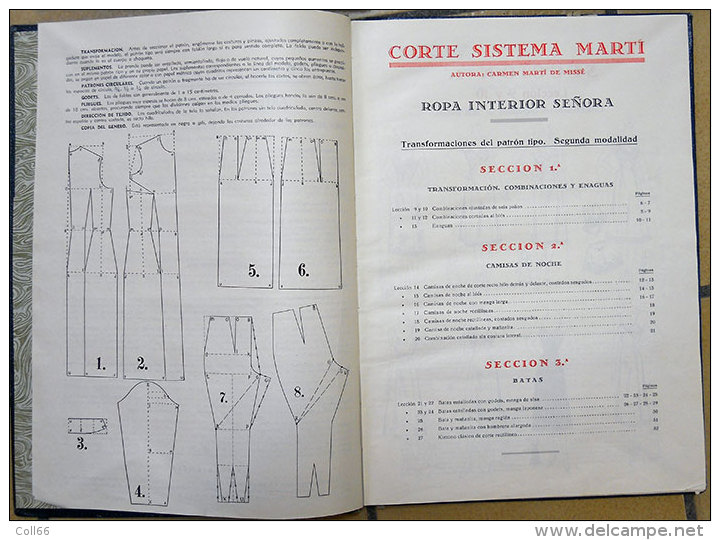 1951-1952 Lot 3 Livres  Corte Sistema Marti :Modisteria-Sastreria-Lenceria Con Mucho Patrons Y Ilustracions Vintage - Ciencias, Manuales, Oficios