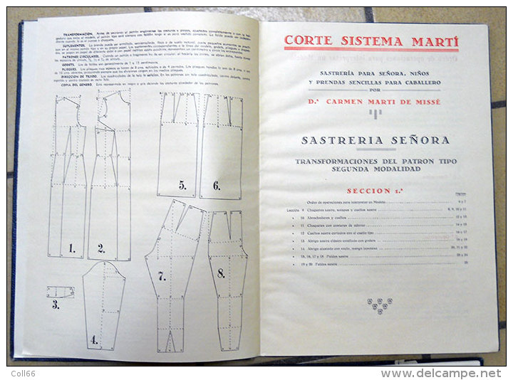 1951-1952 Lot 3 Livres  Corte Sistema Marti :Modisteria-Sastreria-Lenceria Con Mucho Patrons Y Ilustracions Vintage - Handwetenschappen