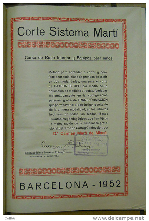 1951-1952 Lot 3 Livres  Corte Sistema Marti :Modisteria-Sastreria-Lenceria Con Mucho Patrons Y Ilustracions Vintage - Sciences Manuelles
