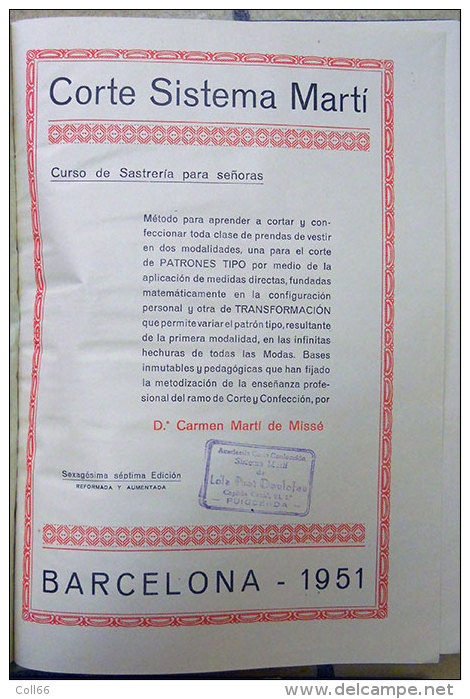 1951-1952 lot 3 livres  Corte Sistema marti :Modisteria-Sastreria-Lenceria con mucho patrons y ilustracions Vintage
