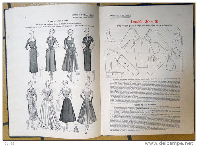 1951-1952 lot 3 livres  Corte Sistema marti :Modisteria-Sastreria-Lenceria con mucho patrons y ilustracions Vintage