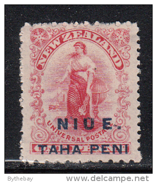 Niue MH Scott #4a SG #5d NIUE Overprint On NZ 1p ´Commerce´ - No Dot After PENI, Spaced "UE' - Niue