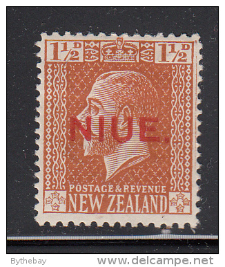 Niue MH Scott #24 SG #26 NIUE Overprint On NZ 1 1/2p George V, Brown Orange Variety - Niue