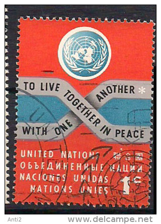 United Nations 1961 Inscription "to Live In Peace With One Another". Mi 98 Cancelled - Oblitérés