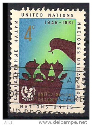 United Nations 1961 Bird Feeding The Boys. Mi 112 Cancelled - Oblitérés