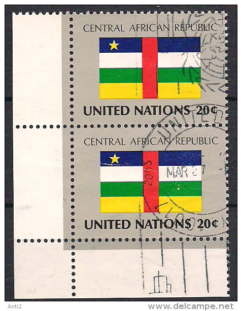 United Nations 1984 Central Africa Flag Mi 462 Pair Cancelled - Usados