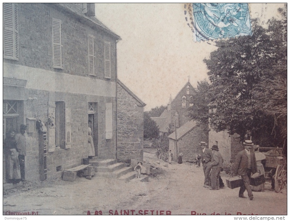 Belle CPA Animée De Saint-Setier Corrèze, La Rue De La Poste.  Edit Dumousset Clermont-Fd - Other & Unclassified