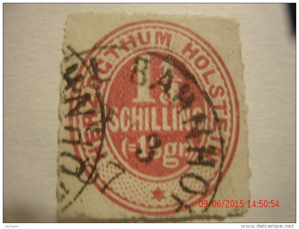 SCHLESWIG-HOLSTEIN, SCOTT#23, 1&1/2s CARMINE, USED - Schleswig-Holstein