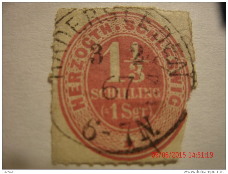 SCHLESWIG-HOLSTEIN, SCOTT#12, 1&1/3s ROSE , USED - Schleswig-Holstein