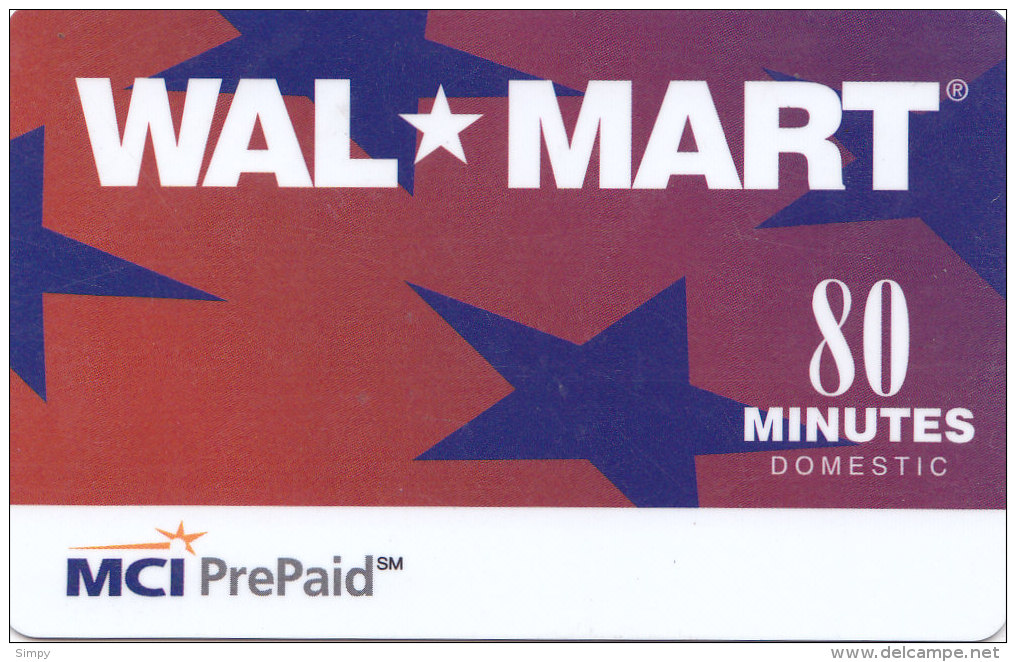 USA Magnetic Card -  MCI Prepaid  Wal Mart 80 Minutes - [3] Magnetic Cards