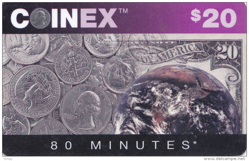 USA Magnetic Card - Prepaid COINEX  80 Minutes / Coins - Schede Magnetiche