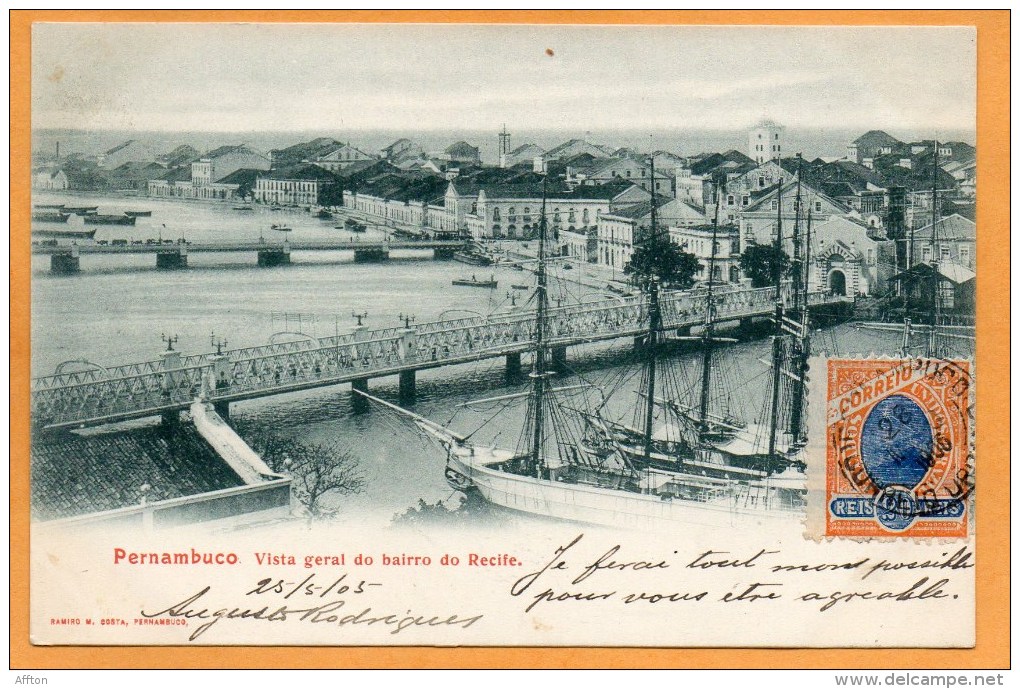 Recife Pernambuco Brazil 1905 Postcard Mailed To Canada - Recife