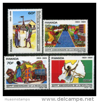 RWANDA 1990 - Scott# 1338-41 Revolution Set Of 4 MNH - Nuevos