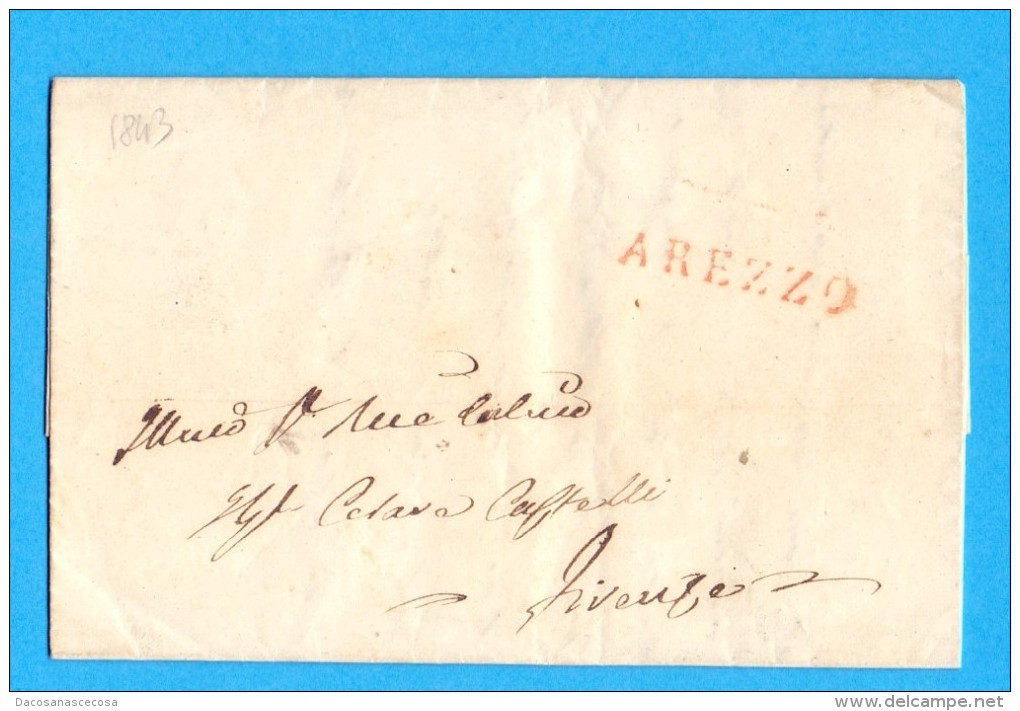 PREFILATELIA - GRANDUCATO DI TOSCANA - MANOSCRITTO - DA AREZZO PER FIRENZE - ANNO 1843 - ...-1850 Voorfilatelie