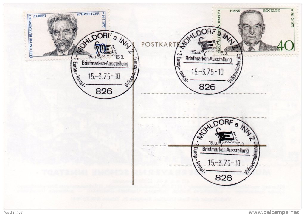 So.-postkarte Zur Briefmarkenausstellung 1975 Mit Entspr. SST - Muehldorf