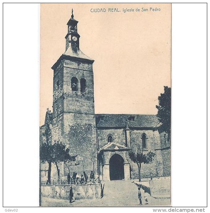 CDRLTP5386-LFTD10316.Tarjeta Postal DE CIUDAD REAL.Edificios,arboles,plaza E IGLESIA DE SAN PEDRO En CIUDAD REAL - Ciudad Real