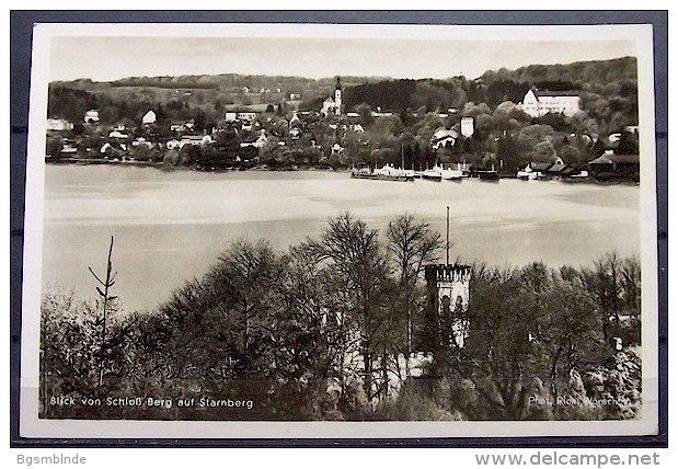 Alte Karte "STARNBERG - Blick Von Schloß Berg" 1942 - Starnberg