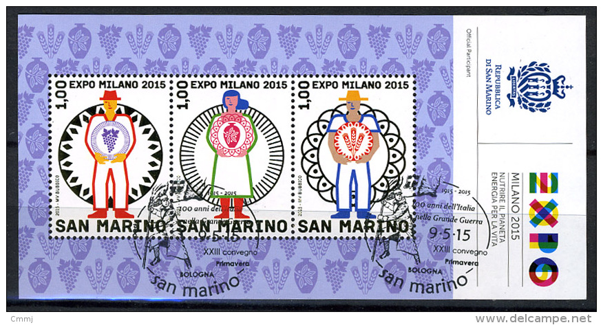 2015 - SAN MARINO - SAINT-MARIN - Expo Milano 2015 - Used -  F.D.C. Manifestazione Bologna - Used Stamps