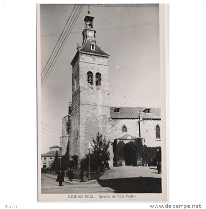 CDRLTP5395-LFTD2938.Tarjeta Postal DE CIUDAD REAL.Arboles,calles,,jardines E IGLESIA DE SAN PEDRO En CIUDAD REAL - Ciudad Real