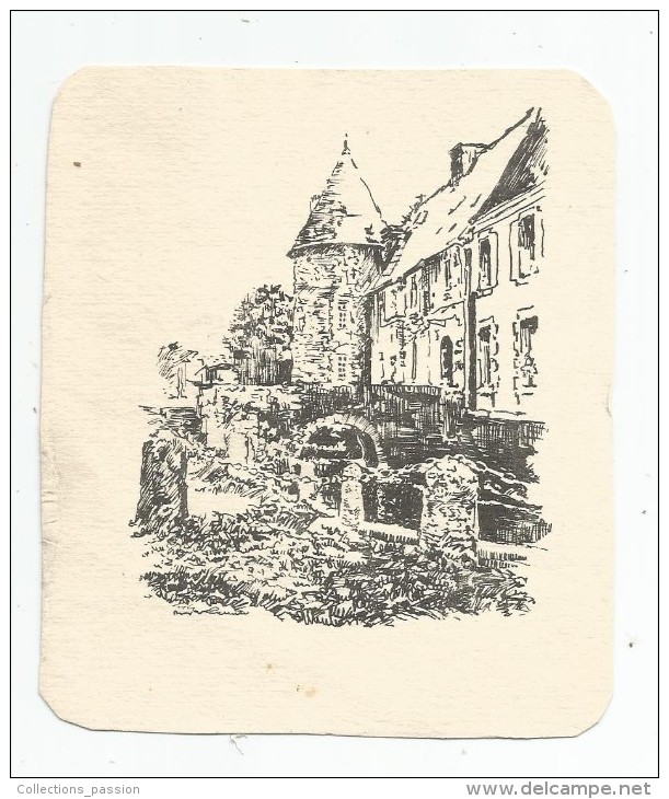 Lithographie , 10.5 X 12 , Maison , Tour - Lithographies