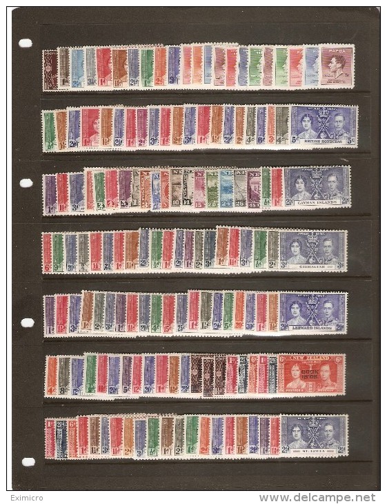 COMMONWEALTH 1937 CORONATION OMNIBUS COMPLETE 202 STAMPS MOUNTED MINT Cat £200 - Collections (without Album)