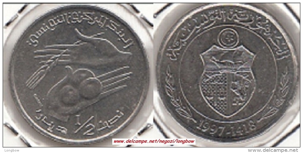 TUNISIA ½ Dinar 1997 KM#346 - Used - Tunisia