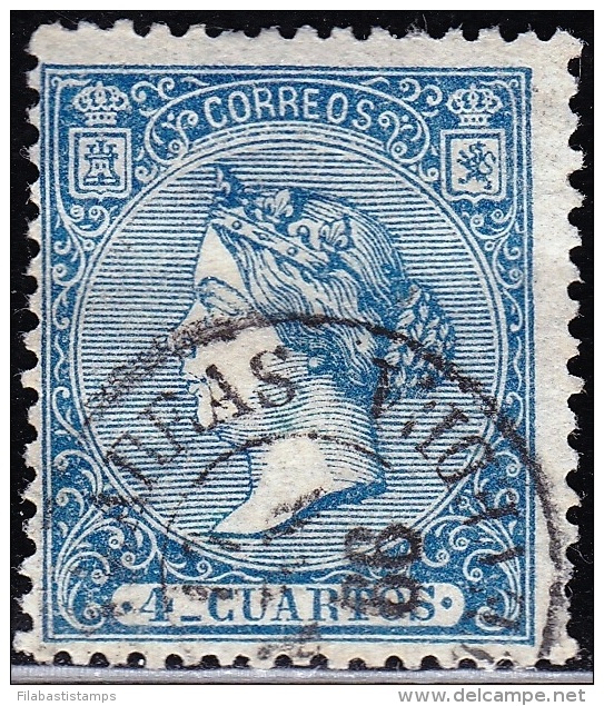 09-019 SPAIN 1866 EDIFIL 81 ISABEL II USADO PUENTEAREAS PONTEVEDRA RRR PRECIOSO SPANIEN ESPAGNE SPANJE - Used Stamps
