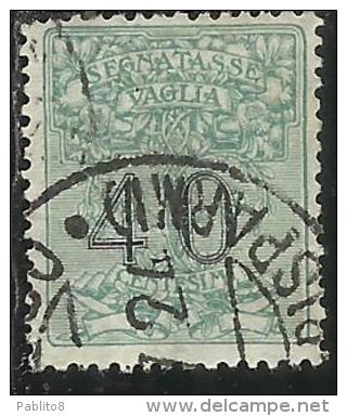 ITALY KINGDOM ITALIA REGNO 1924 SEGNATASSE TAXES TASSE POSTAGE DUE PER VAGLIA CENT. 40 USATO USED OBLITERE´ - Strafport Voor Mandaten