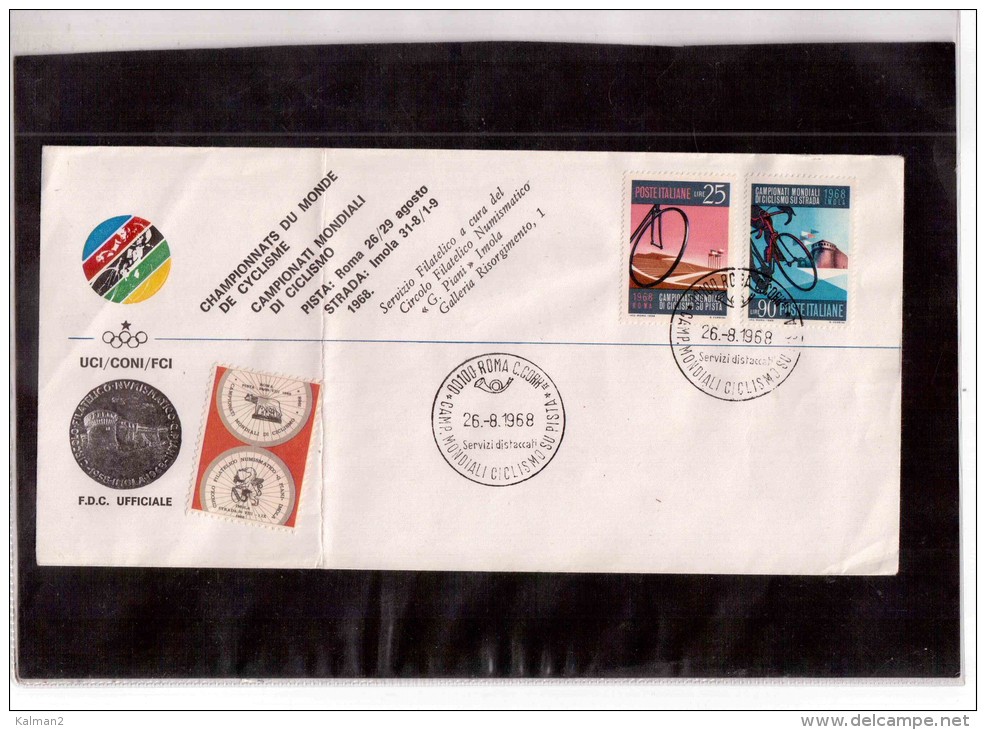 602  -  ROMA  26.8.1968   /      FDC    CAMP. MONDIALI CICLISMO SU PISTA - Cycling