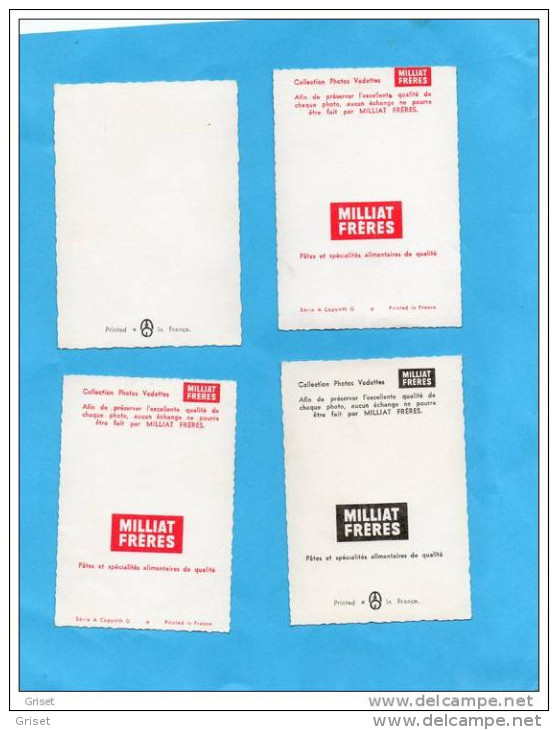 4 Cartes Photos -artistes-années 60-publicité"Pates Milliat"f HARDY-G CINQUETTI-M DEMONGEOT-SOPHIE - Entertainers