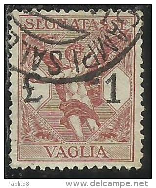 ITALY KINGDOM ITALIA REGNO 1924 SEGNATASSE TAXES TASSE POSTAGE DUE PER VAGLIA LIRE 1 USATO USED OBLITERE´ - Strafport Voor Mandaten