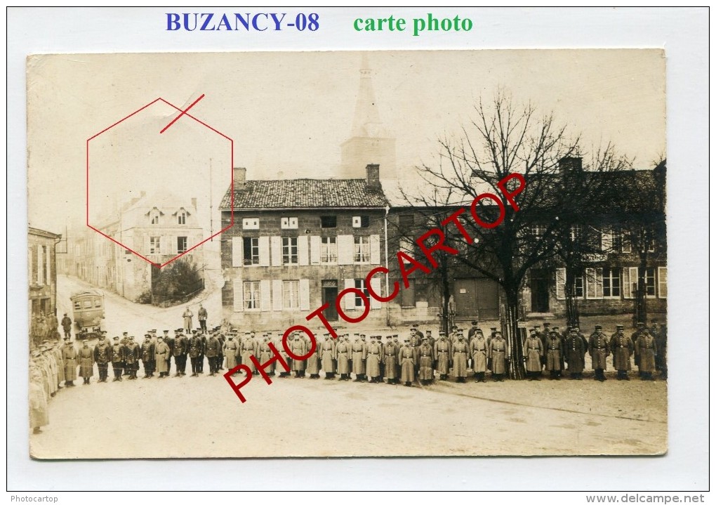 BUZANCY-Appel Des Troupes-CARTE PHOTO Allemande-Guerre14-18-1 WK-Militaria-France-08-Feldpost- - Autres & Non Classés