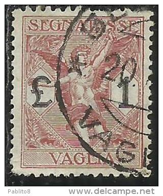 ITALY KINGDOM ITALIA REGNO 1924 SEGNATASSE TAXES TASSE POSTAGE DUE PER VAGLIA LIRE 1 USATO USED OBLITERE´ - Vaglia Postale