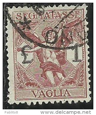 ITALY KINGDOM ITALIA REGNO 1924 SEGNATASSE TAXES TASSE POSTAGE DUE PER VAGLIA LIRE 1 USATO USED OBLITERE´ - Vaglia Postale