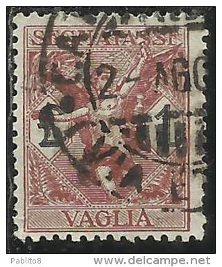 ITALY KINGDOM ITALIA REGNO 1924 SEGNATASSE TAXES TASSE POSTAGE DUE PER VAGLIA LIRE 1 USATO USED OBLITERE´ - Vaglia Postale