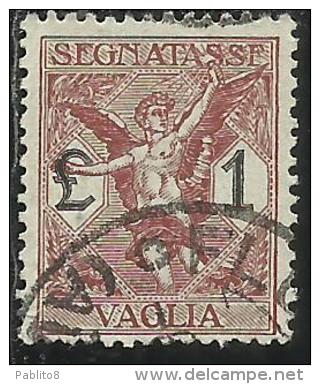 ITALY KINGDOM ITALIA REGNO 1924 SEGNATASSE TAXES TASSE POSTAGE DUE PER VAGLIA LIRE 1 USATO USED OBLITERE´ - Vaglia Postale