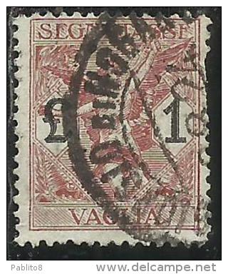 ITALY KINGDOM ITALIA REGNO 1924 SEGNATASSE TAXES TASSE POSTAGE DUE PER VAGLIA LIRE 1 USATO USED OBLITERE´ - Tax On Money Orders