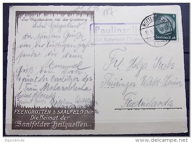 Alte Karte "Feengrotte Bei Saalfeld, Saalfelder Heilquellen, Gralsburg"  1933 - Saalfeld
