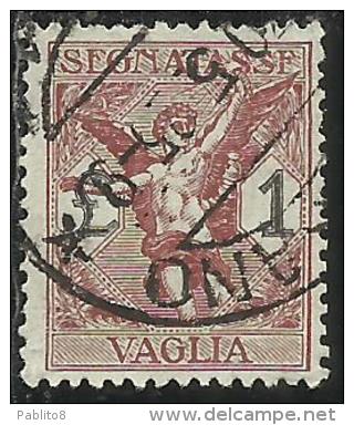 ITALY KINGDOM ITALIA REGNO 1924 SEGNATASSE TAXES TASSE POSTAGE DUE PER VAGLIA LIRE 1 USATO USED OBLITERE´ - Tax On Money Orders
