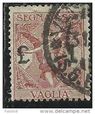 ITALY KINGDOM ITALIA REGNO 1924 SEGNATASSE TAXES TASSE POSTAGE DUE PER VAGLIA LIRE 1 USATO USED OBLITERE´ - Mandatsgebühr