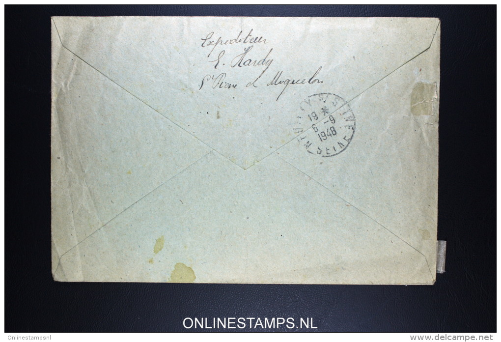 St Pierre Et Miquelon - Enveloppe  R Lettre 1ere Liaison Postale Aerienne A France Neuilly Sur Seine 31-8-1948 - Briefe U. Dokumente