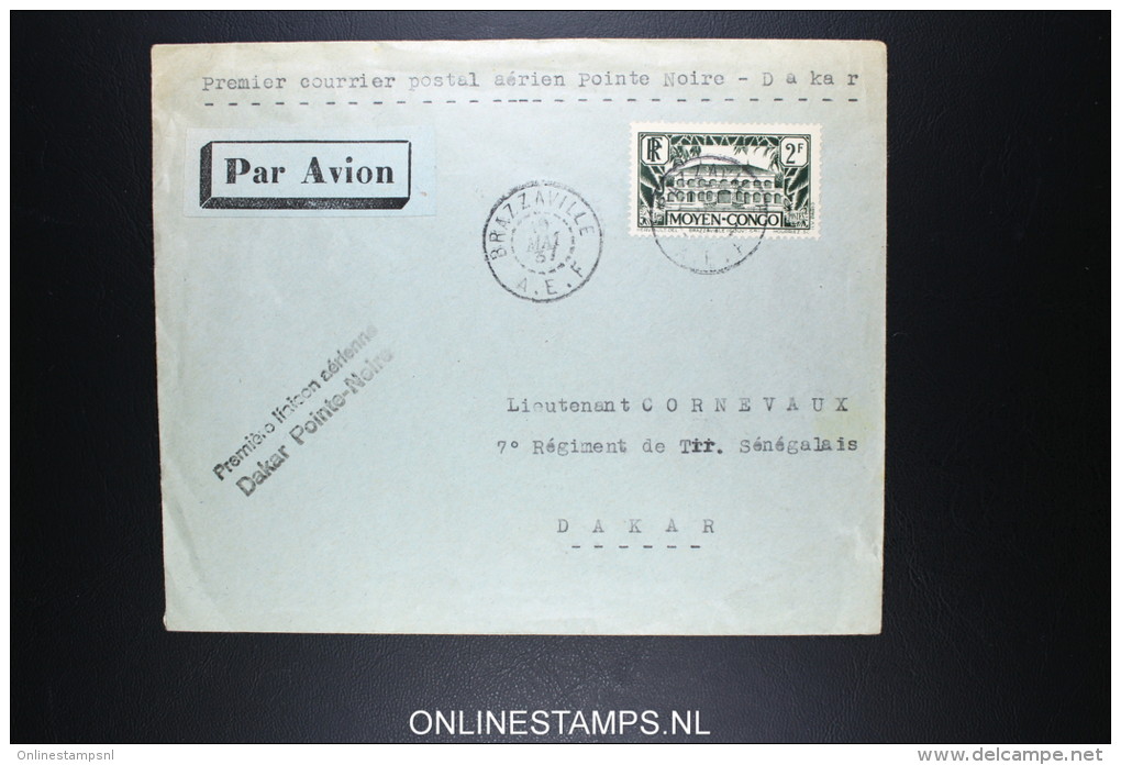 Moyen Congo Premier Courrier Postal Aerien Pointe Noire - Dakar 1937 - Briefe U. Dokumente