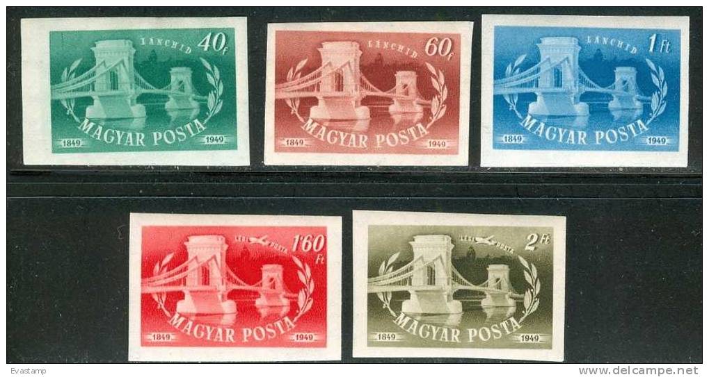 HUNGARY-1949.- Chain Bridge Imperforated Set MNH!! Mi:1059B-1063B. - Ongebruikt