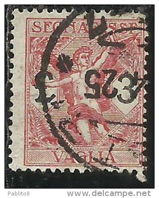 ITALY KINGDOM ITALIA REGNO 1924 SEGNATASSE TAXES TASSE POSTAGE DUE PER VAGLIA LIRE 3 USATO USED OBLITERE´ - Tax On Money Orders