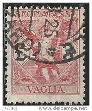 ITALY KINGDOM ITALIA REGNO 1924 SEGNATASSE TAXES TASSE POSTAGE DUE PER VAGLIA LIRE 3 USATO USED OBLITERE´ - Vaglia Postale