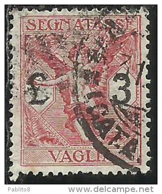 ITALY KINGDOM ITALIA REGNO 1924 SEGNATASSE TAXES TASSE POSTAGE DUE PER VAGLIA LIRE 3 USATO USED OBLITERE´ - Vaglia Postale