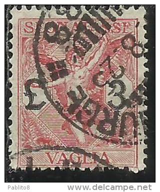 ITALY KINGDOM ITALIA REGNO 1924 SEGNATASSE TAXES TASSE POSTAGE DUE PER VAGLIA LIRE 3 USATO USED OBLITERE´ - Taxe Pour Mandats