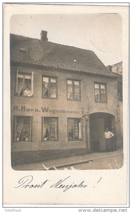 FLENSBURG Private Fotokarte H Born Wagenbauer Haus Nr 15 Eigentümer 2.1.1911 Gelaufen - Flensburg