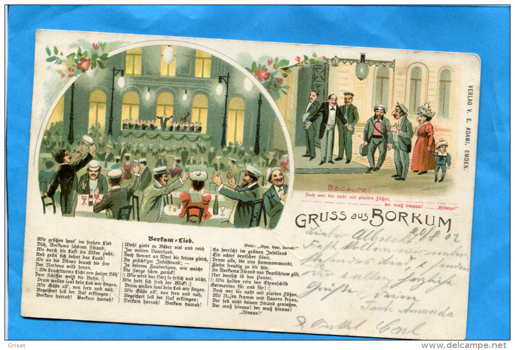 BORKUM-gruss Aus-SUPERBE-illustration -a Voyagé En 1902-verlag  Adami - Borkum